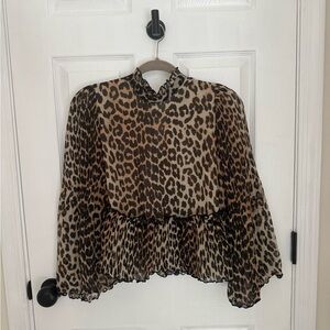 Ganni Leopard Print Blouse